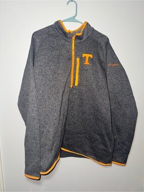 Columbia Gray Fleece Pullover with Orange Accents